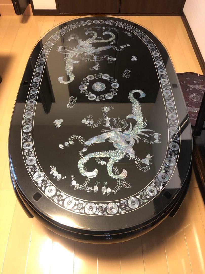 韓国伝統工芸 螺鈿細工 貝殻細工 鳳凰 座卓 センターテーブル