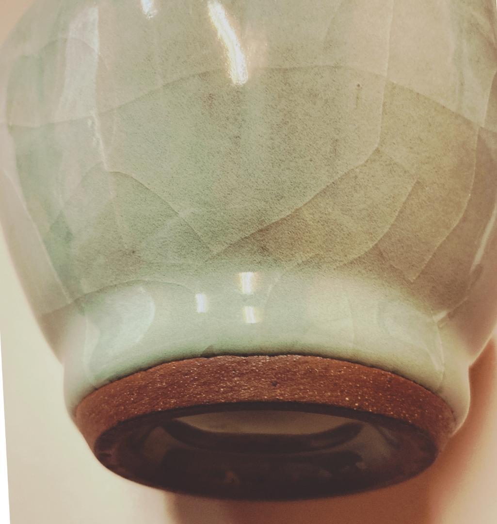 梶原茂正 有田焼 青磁 貫入 花入