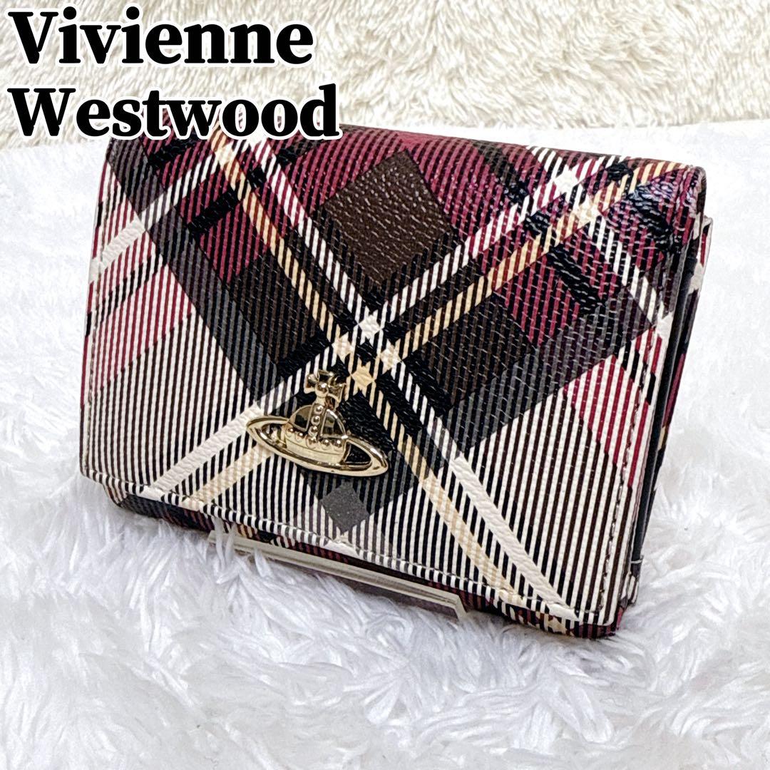 ヴィヴィアンウエストウッド 三つ折り財布 がま口 オーブ タータンチェック