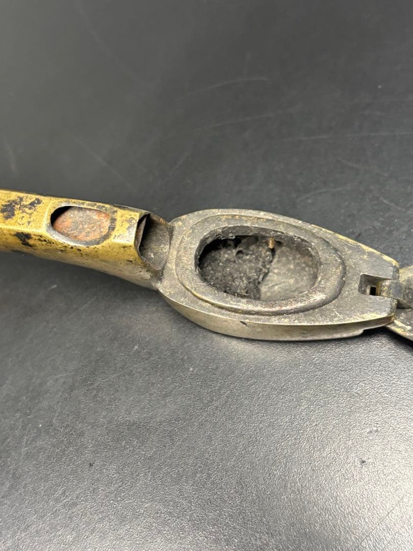 【希少品】陽白草文様一体型矢立 真鍮 アンティーク 矢立 骨董品