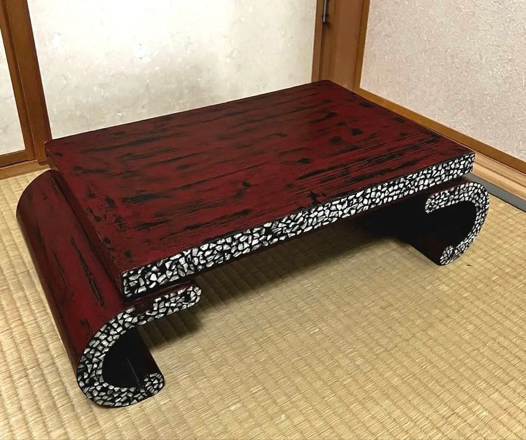 時代 根来 象嵌 螺鈿 巻き花台 香台 盆栽台 特価