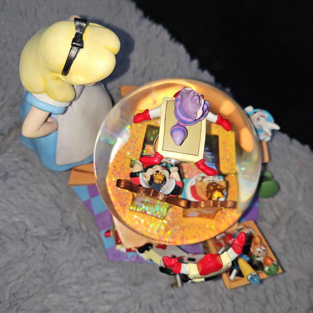 【美品】不思議の国のアリス オルゴール付き スノードーム ス 特大サイズ 置き物