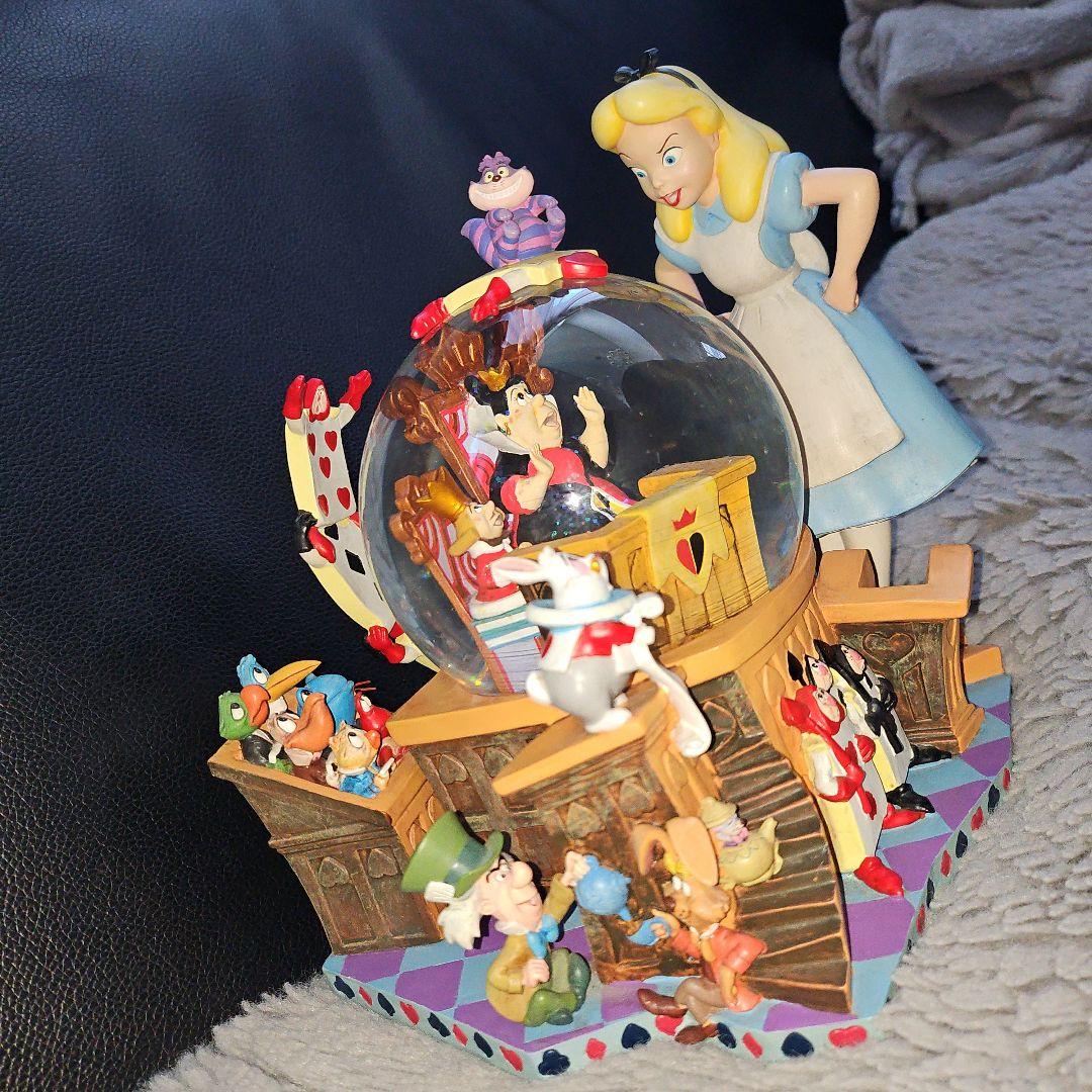 【美品】不思議の国のアリス オルゴール付き スノードーム ス 特大サイズ 置き物