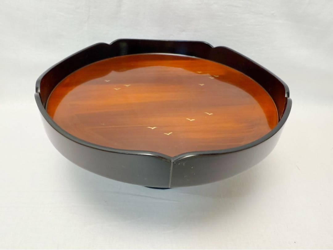 未使用 茶道具 塗師 好則造 木製黒真塗 蒔絵付高杯 干菓子器 茶器 共布 共箱