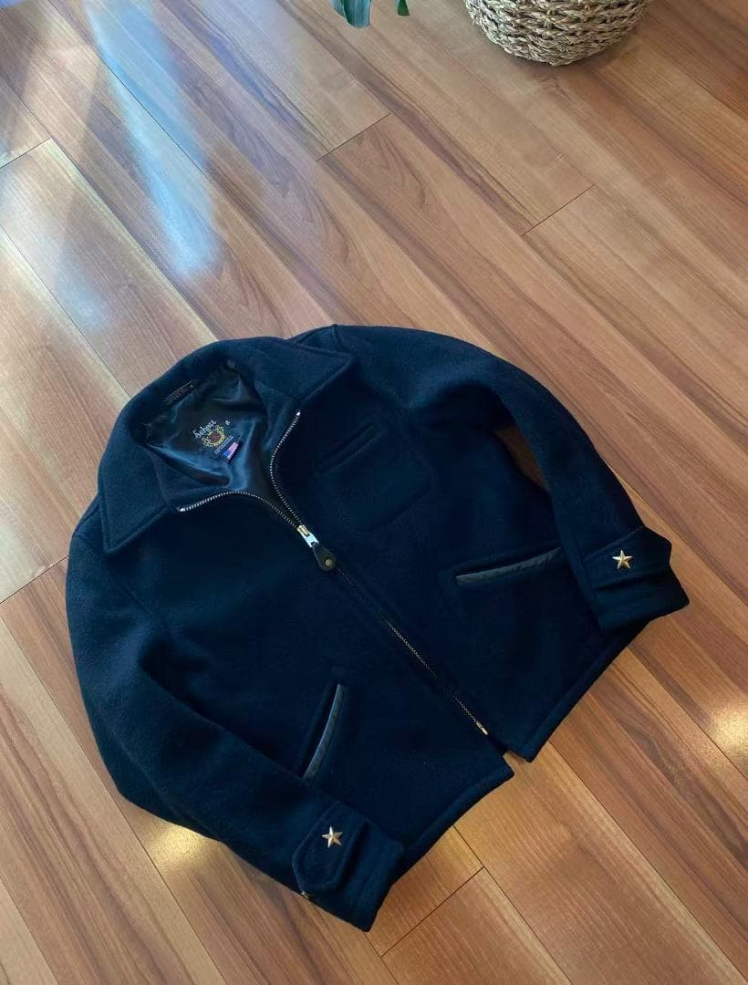 美品USA製Schottウールジャケット・36・ワンスター・ブラック・ジップ