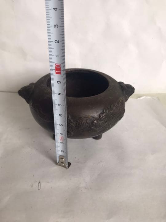 香爐，中囯清朝時代物古銅製，茶道具，書房置物，古美術品，高7cm重500克