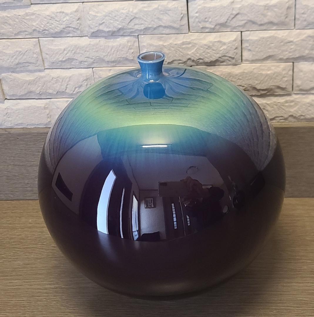 人間国宝 三代徳田八十吉 耀彩壷 九谷焼 花瓶 共箱