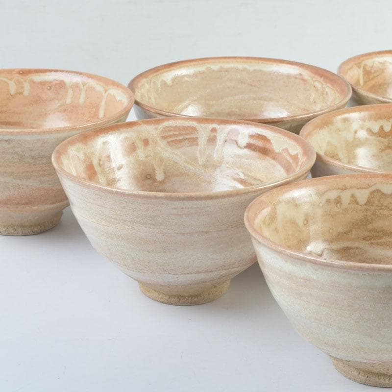 茶道具　兎月窯　杉浦芳樹造　数茶碗　六客　堀内宗完（兼中斎）極め箱　V9474A