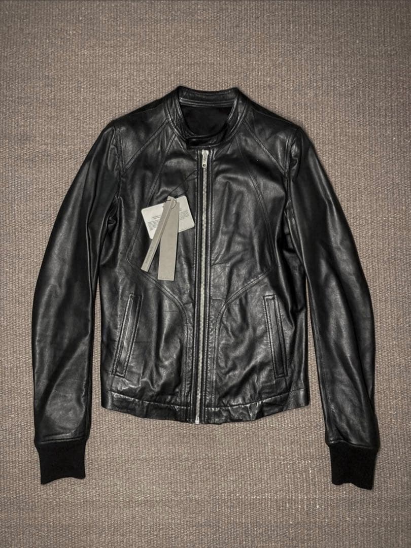B 美品　rick owens インターシャ　シングル　レザージャケット