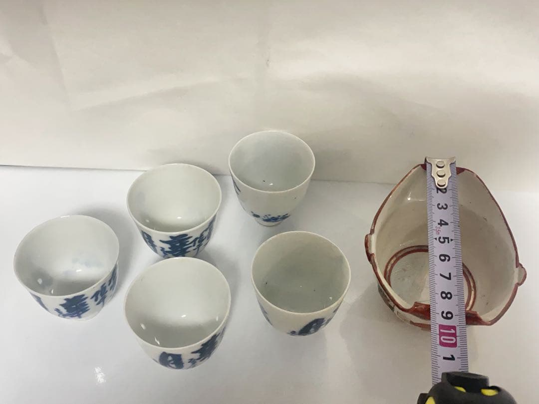 煎茶道具 急須 湯呑 染付 骨董