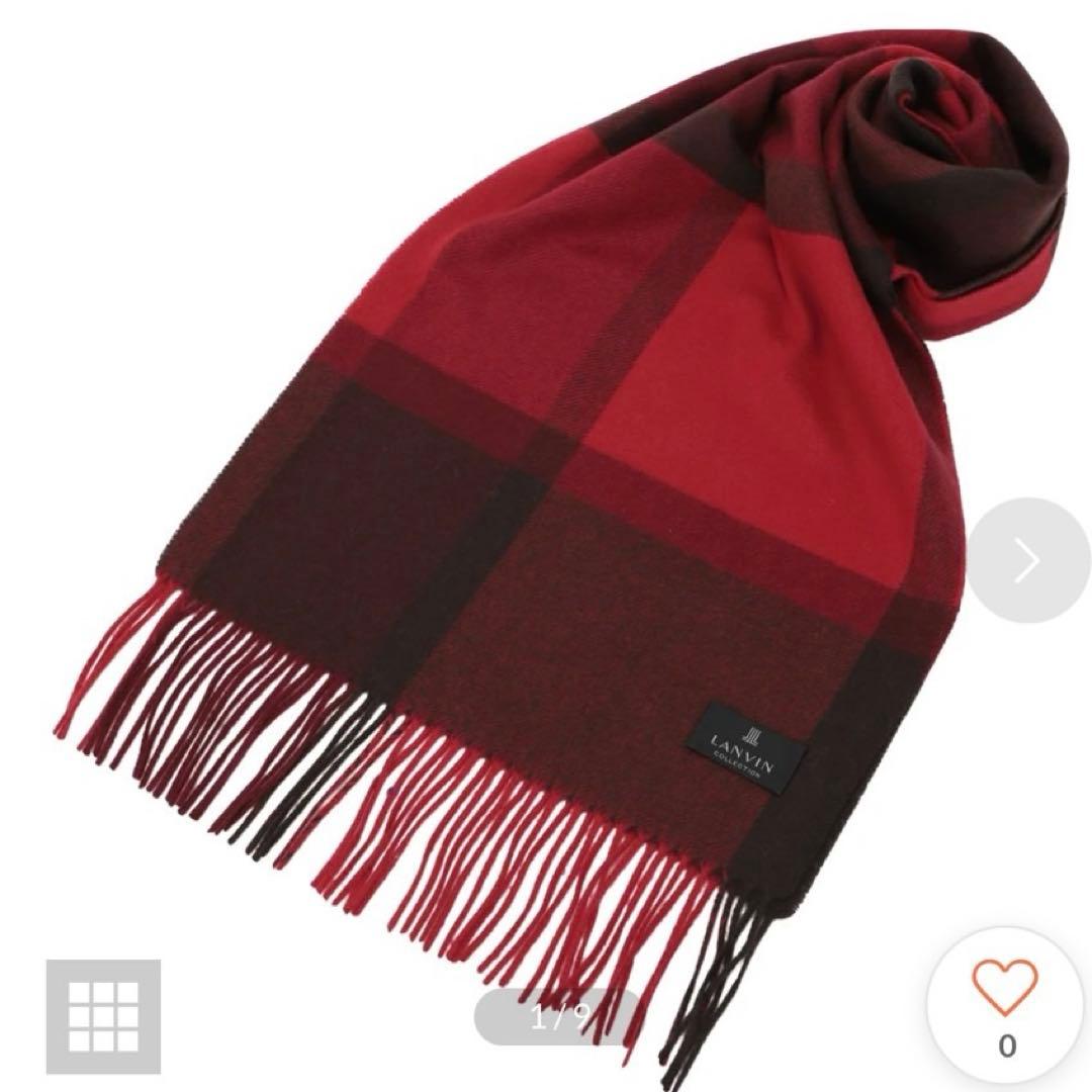 LANVIN COLLECTION チェック柄マフラー レッド