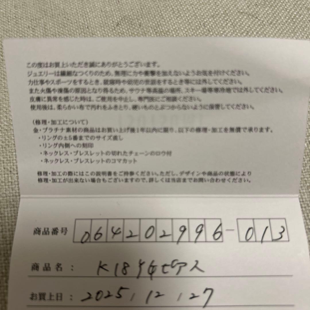 TSUTSUMI 金製 フープピアス