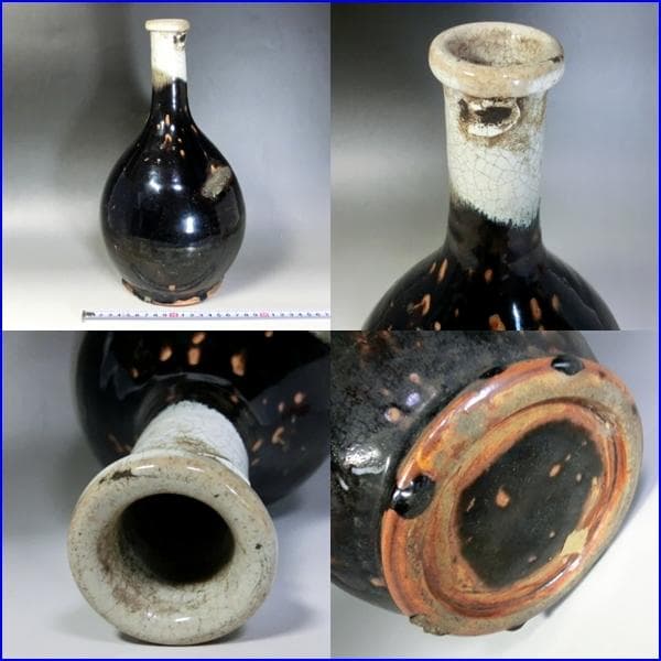 徳利■朝鮮唐津 花生け花瓶 置物 オブジェ 酒器 パンダ柄 古玩 骨董品 名品■