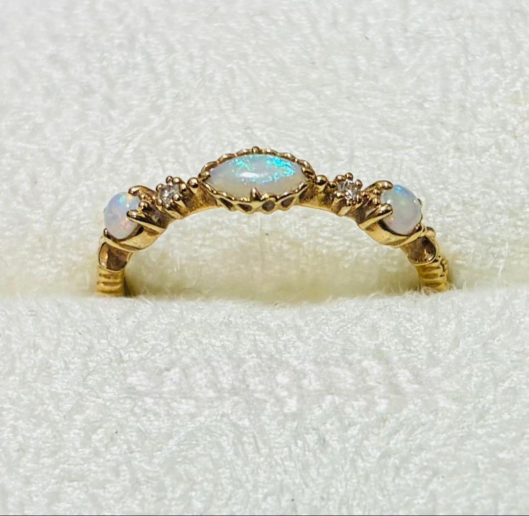 お値下げ☆アガット オパール ダイヤ リング K14 9号