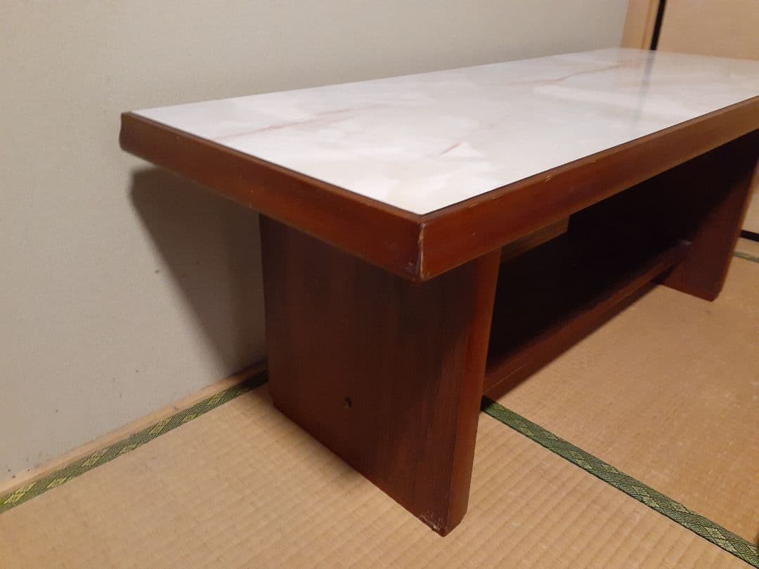 木製座卓 大理石風天板