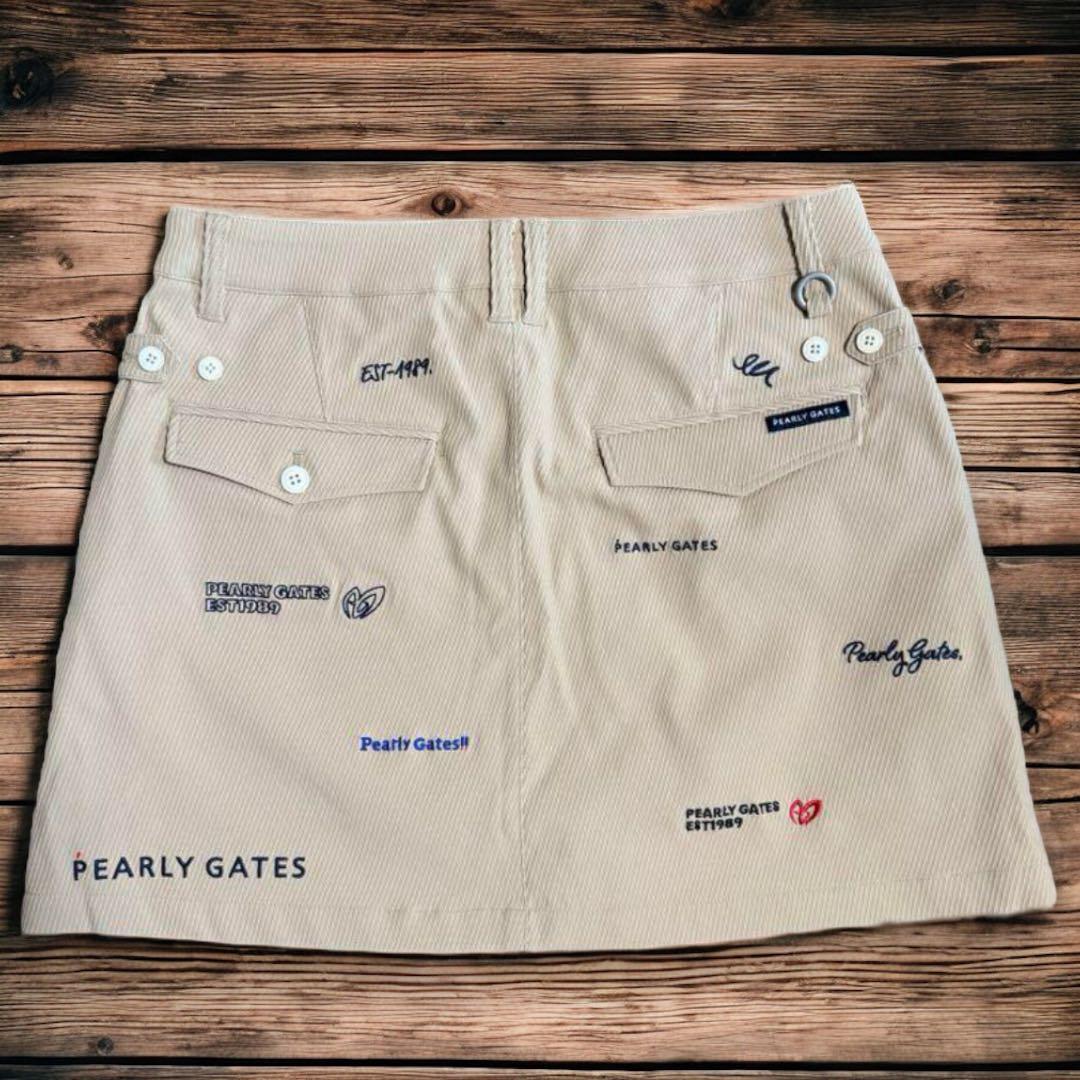 PEARLY GATES❣️刺繍入りゴルフスカート ベージュ 限定品新品未使用 2