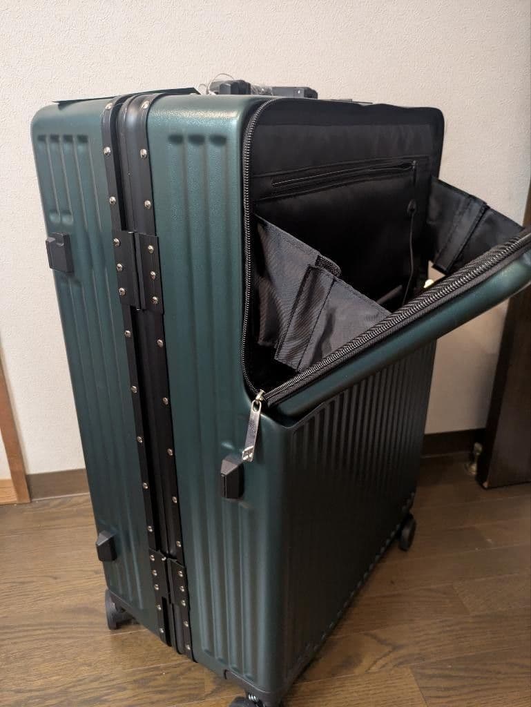 新品未使用　PC素材100%　TSAロック付きスーツケースＬ(ダークグリーン)
