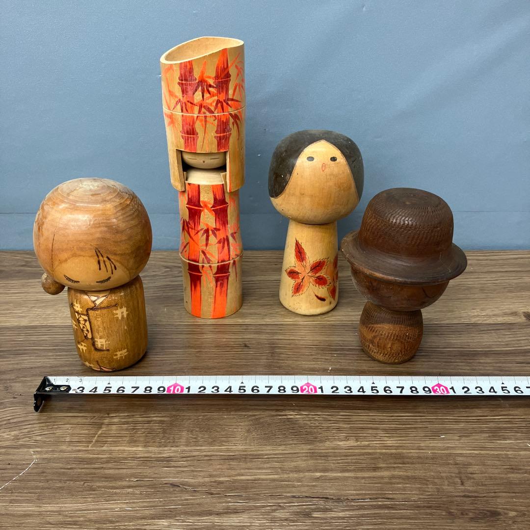 D-5 こけし 郷土玩具 伝統工芸品 木製人形 4点セット レトロ アンティーク