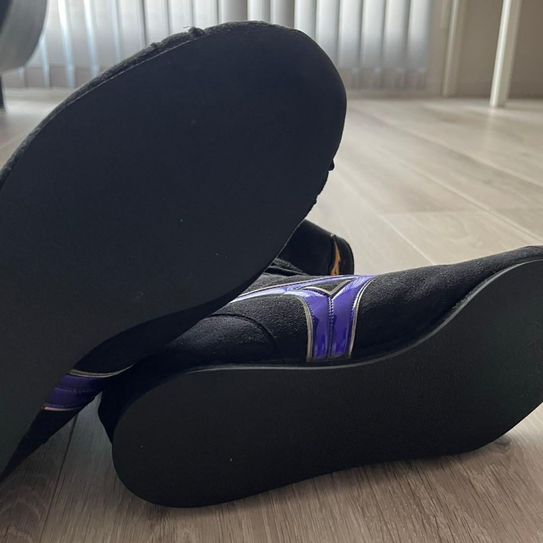 オーダーメイド Mizuno ボクシングシューズ フルスエード 黒 紫