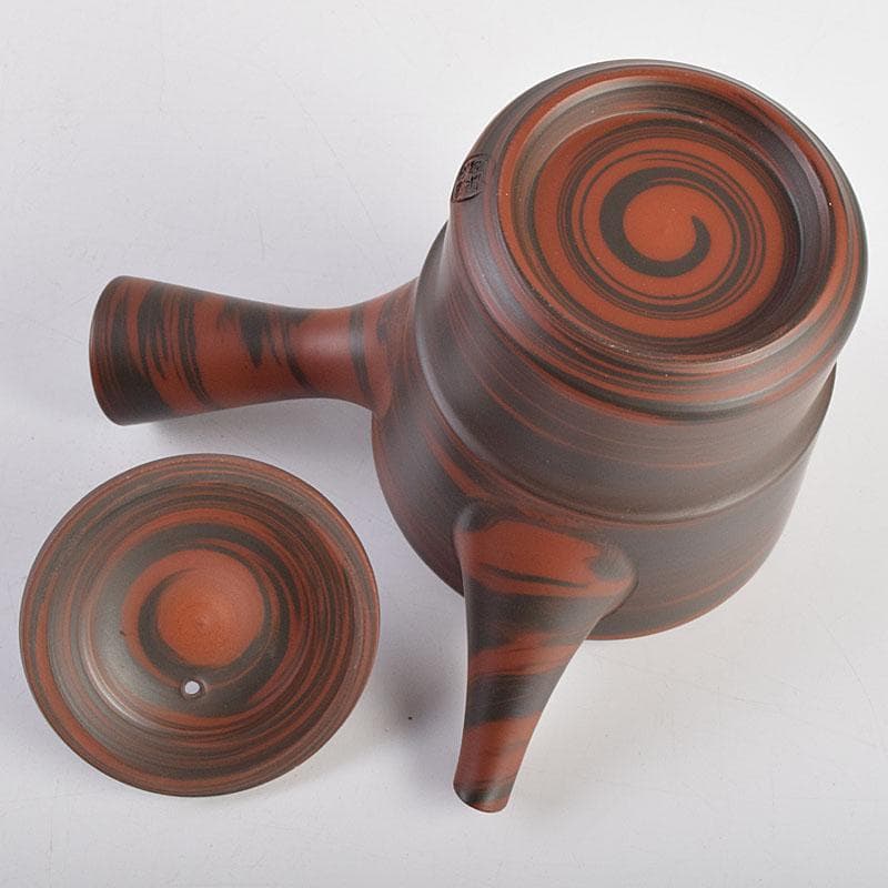 煎茶道具　常滑焼　小西洋平作　窯変　茶器　急須　煎茶碗　五客　共箱　MR9434