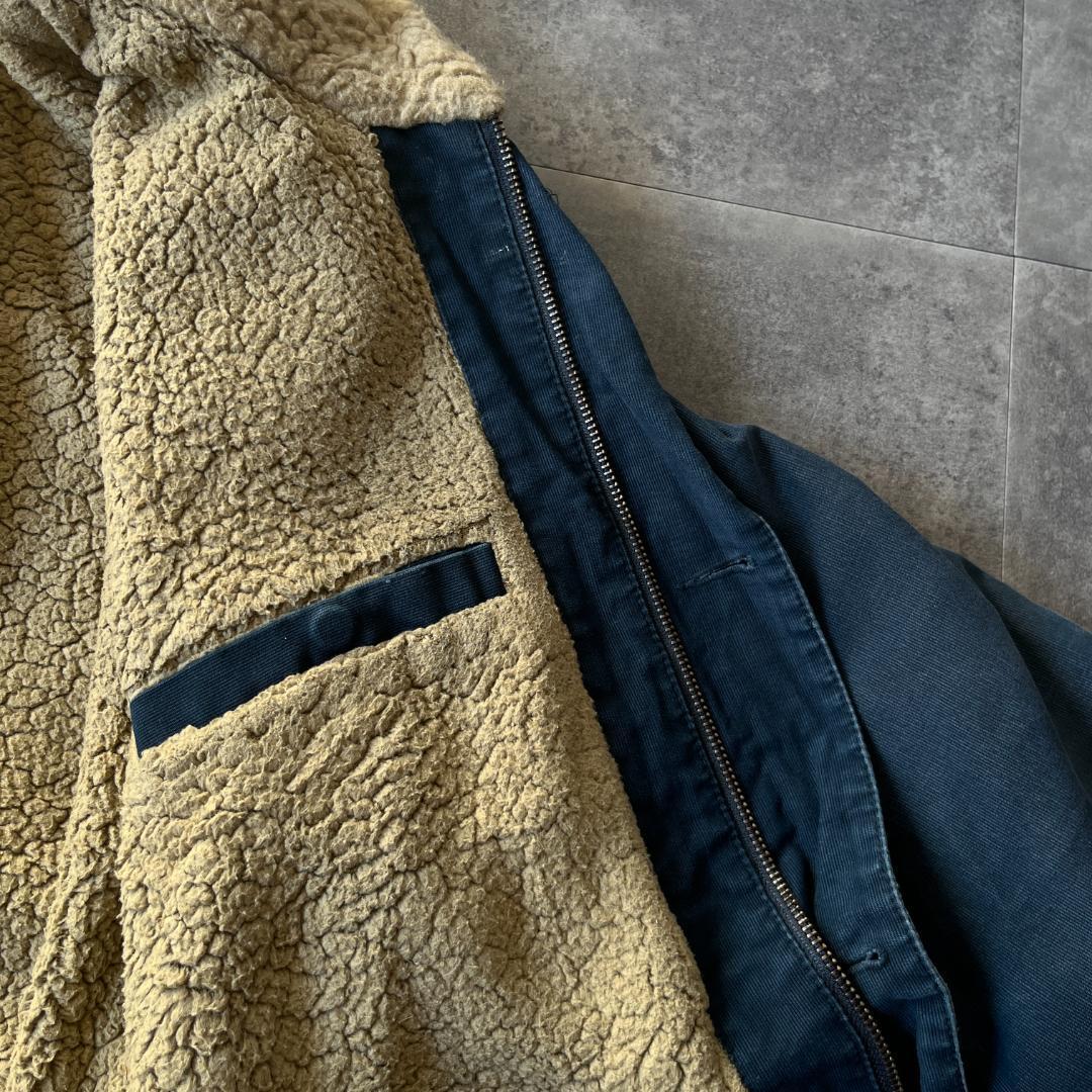 00s Carhartt ダック地デッキジャケット 紺 XL A691 裏ボア