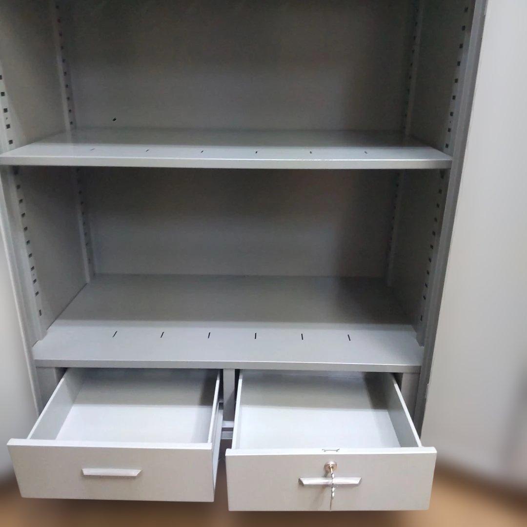 KOKUYOコクヨ 保管庫深型 両開きタイプ 引き出し2個付き 下置き 鍵付き