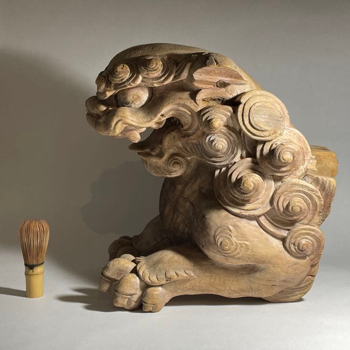 ◆希少品 木鼻獅子 木彫 仏教美術 室町時代◆