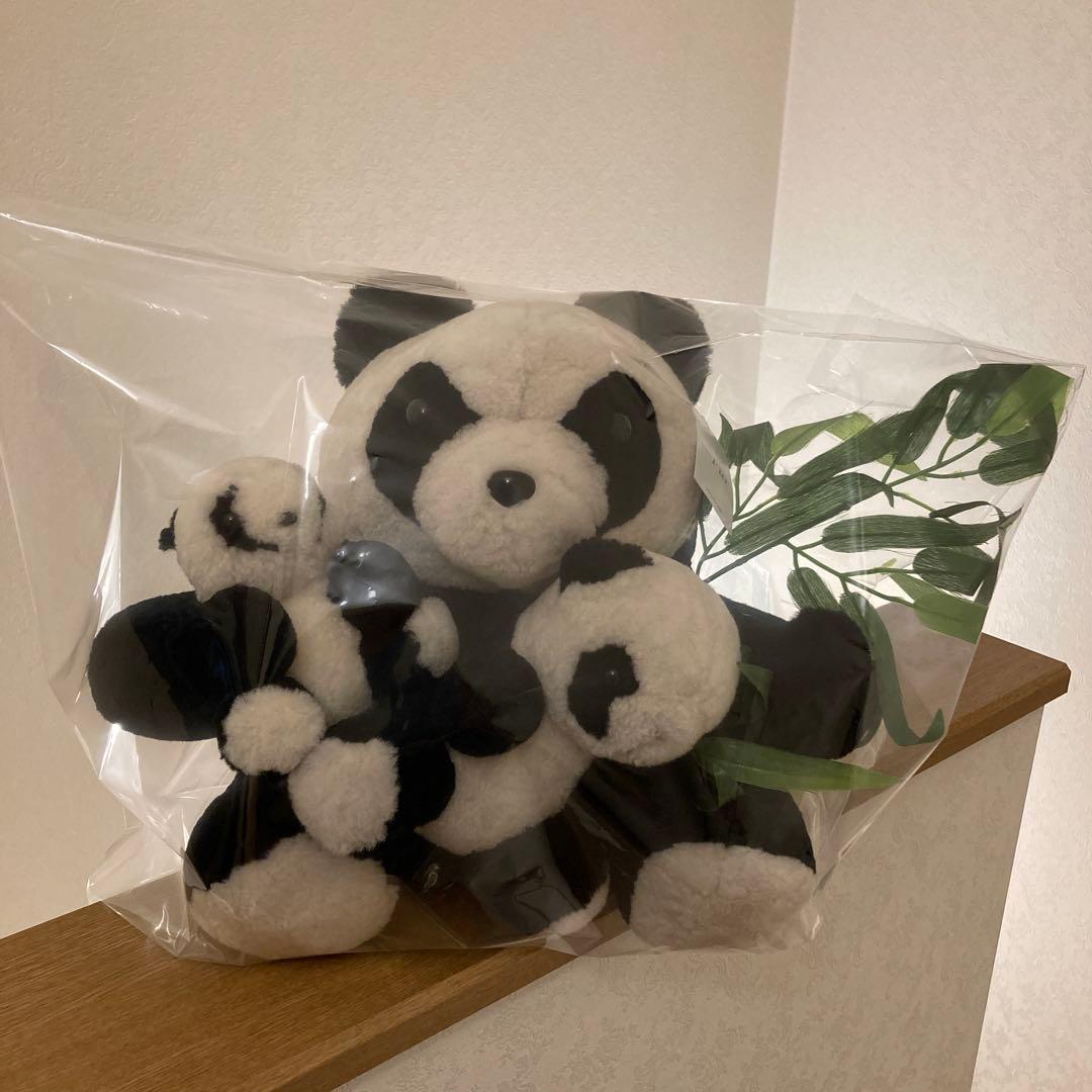 ★《羊革・ベビーラム》パンダ親子セット上質毛皮素材　一点物