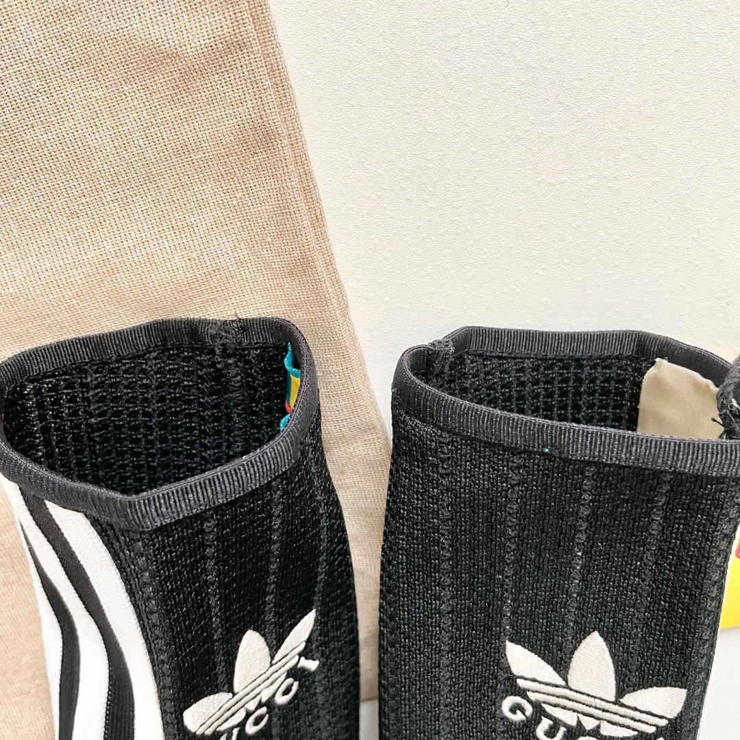 グッチ アディダス コラボ グローブ 手袋 指なし ニット ロゴ 黒 ブラック