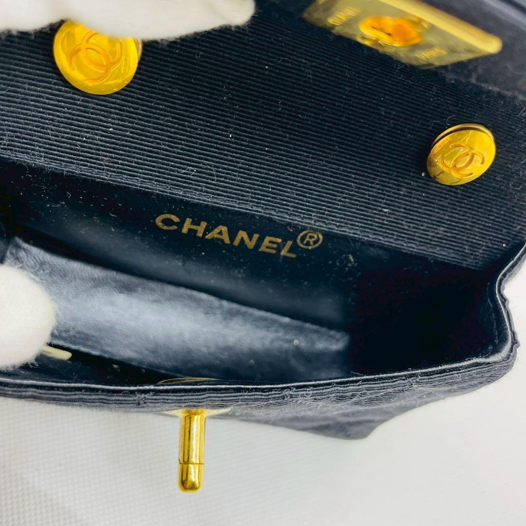 CHANEL　シャネル ミニマトラッセチェーンショルダー コットン ブラック