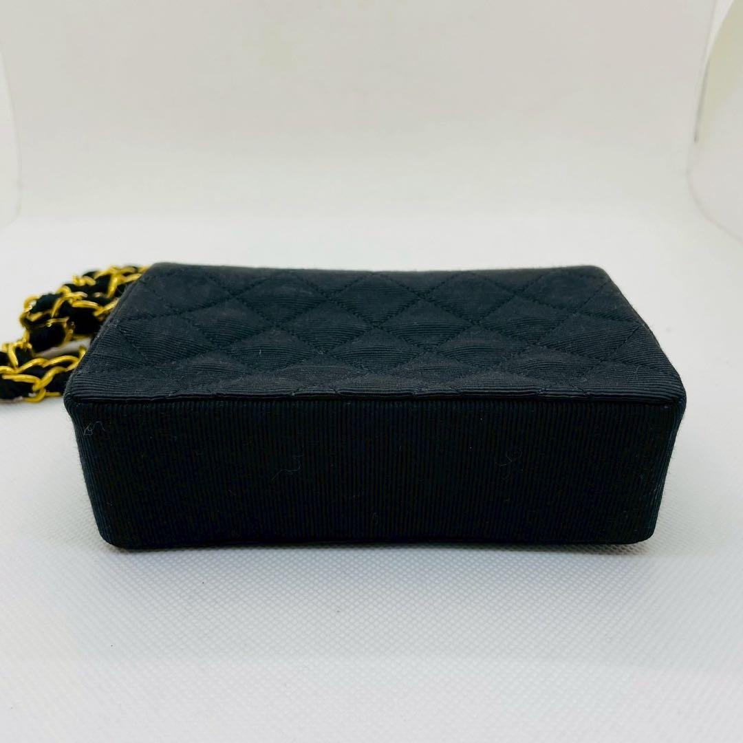 CHANEL　シャネル ミニマトラッセチェーンショルダー コットン ブラック