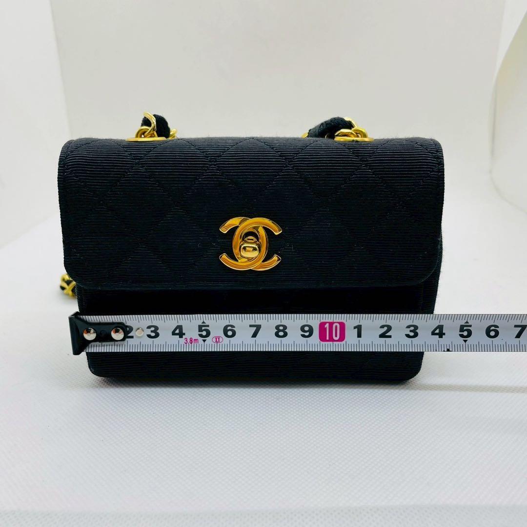 CHANEL　シャネル ミニマトラッセチェーンショルダー コットン ブラック