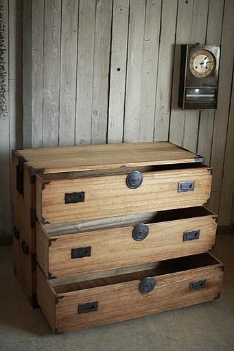 丸金具　時代箪笥3段　タンス
