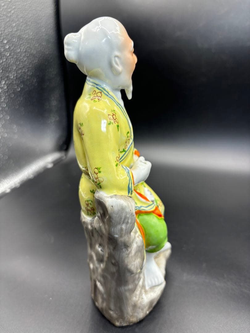 中国美術 古玩 色絵陶人形 陶器人形 高さ約23cm 置物 オブジェ 古董品