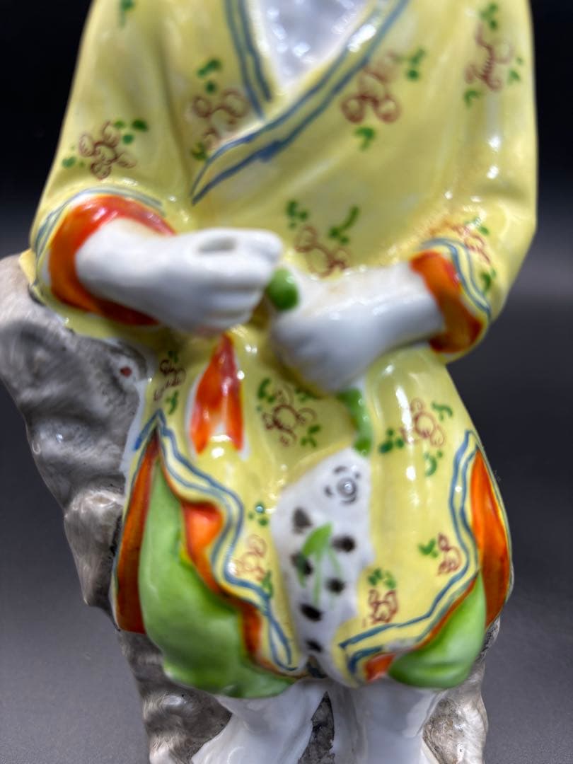 中国美術 古玩 色絵陶人形 陶器人形 高さ約23cm 置物 オブジェ 古董品