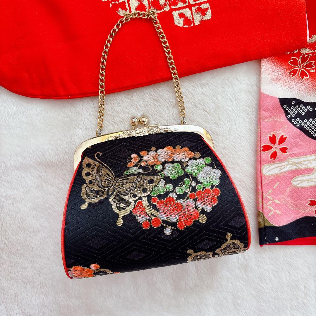 七五三　7歳　四つ身　正絹　子供　着物　作り帯　女の子　長襦袢　フルセット