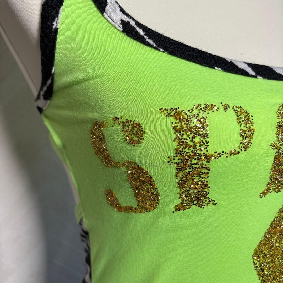 d.i.a. 平成ギャルy2k バックオープンゼブラ柄ラメロゴタンクトップ