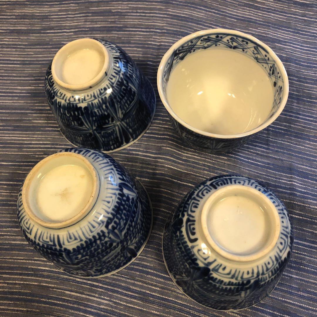 明治そば猪口手書き染め付けセット