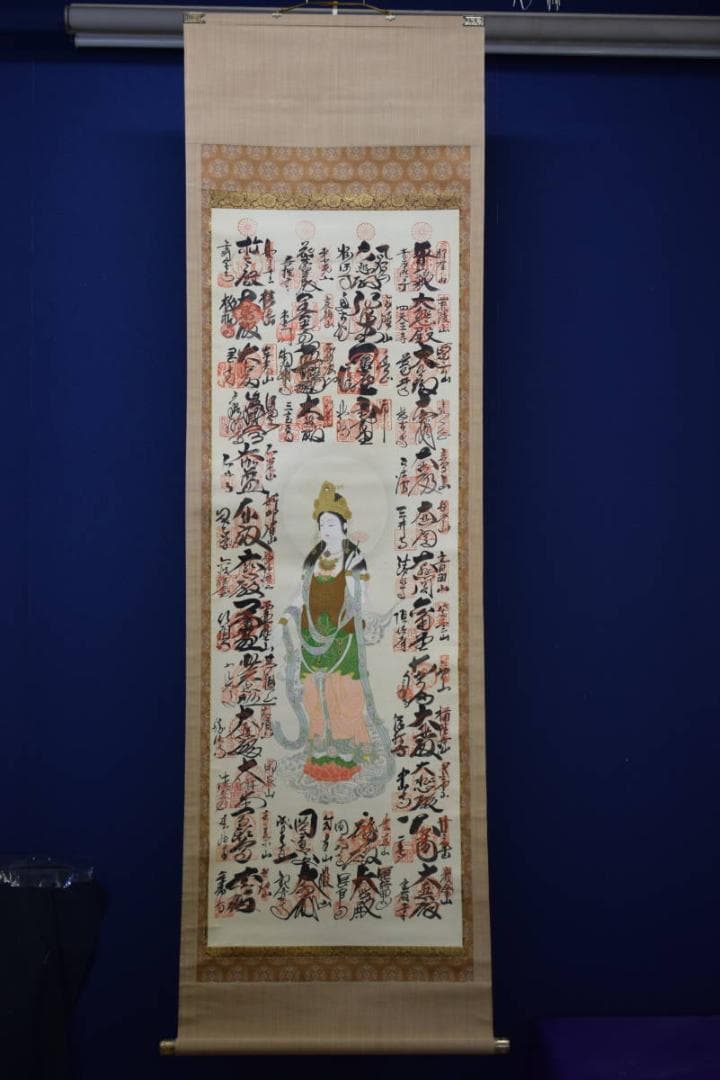 真作/西国三十三所霊場集印肉筆/西国三十三ヶ所/布袋屋掛軸HE-414