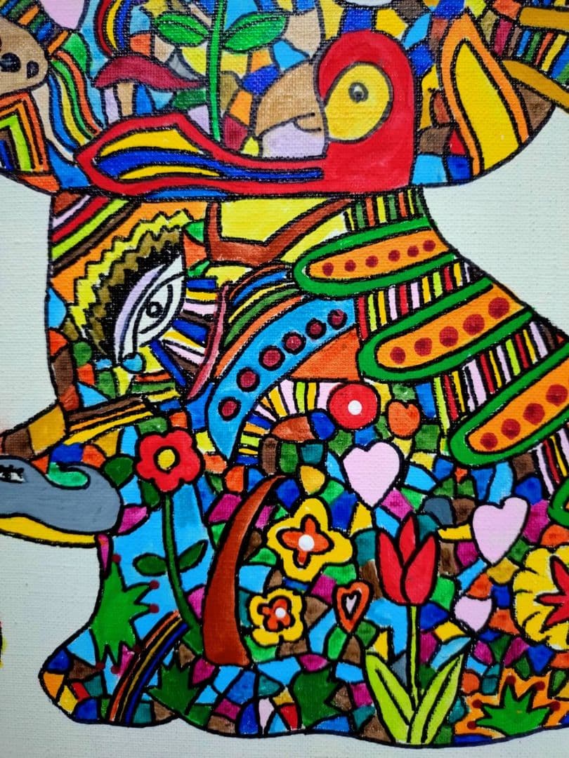 【F6号】ジミー大西【Cat】手描き作品/表裏サイン/油彩/アクリル/絵画/額縁