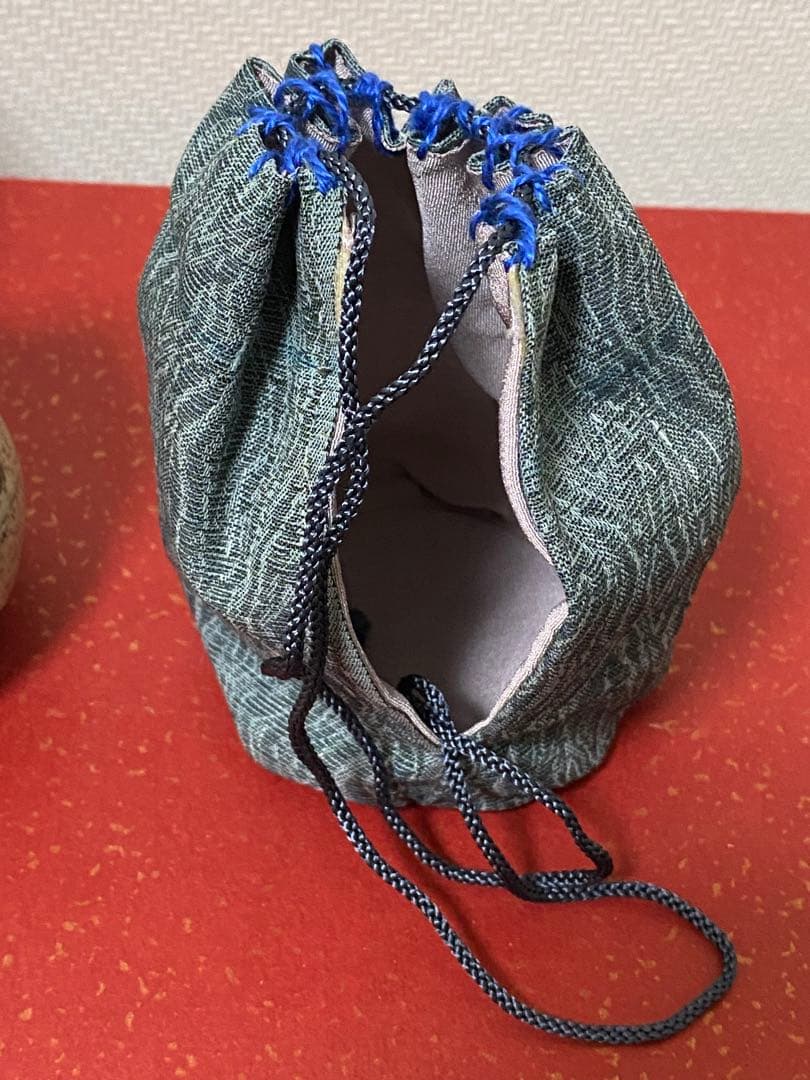 美濃焼　青織部　織部　花生　水差　水滴　茶道具　古道具　骨董 仕覆付き