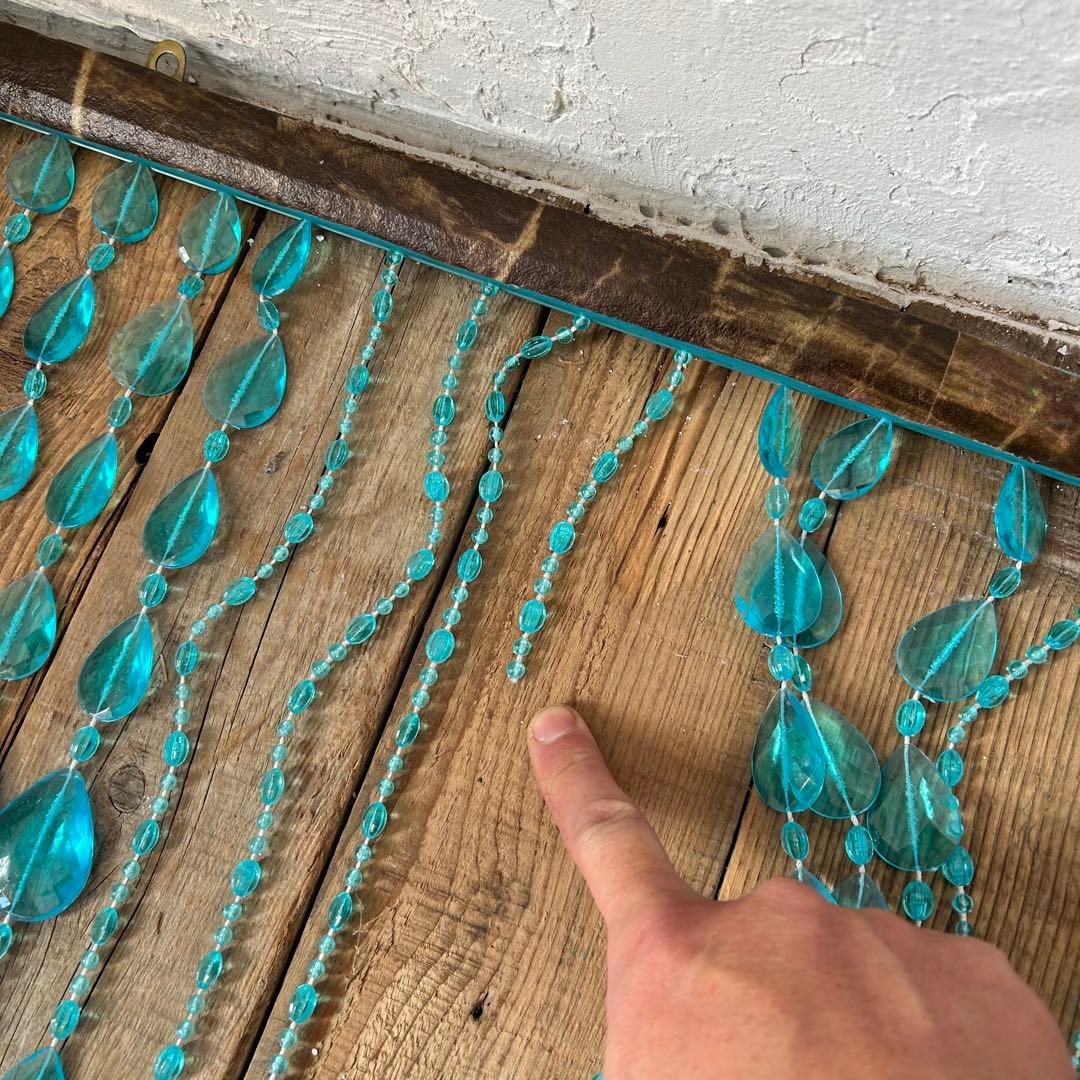 【当時もの】ビーズのれん レトロポップ ブルー