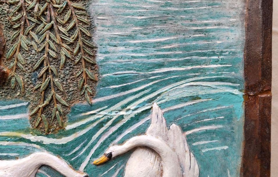 水月焼　飾り絵　白鳥