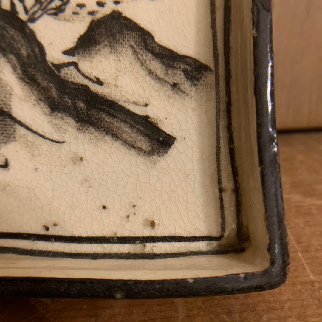 乾山省   漢詩文  方皿  山水  现物チェック希望　木箱     240