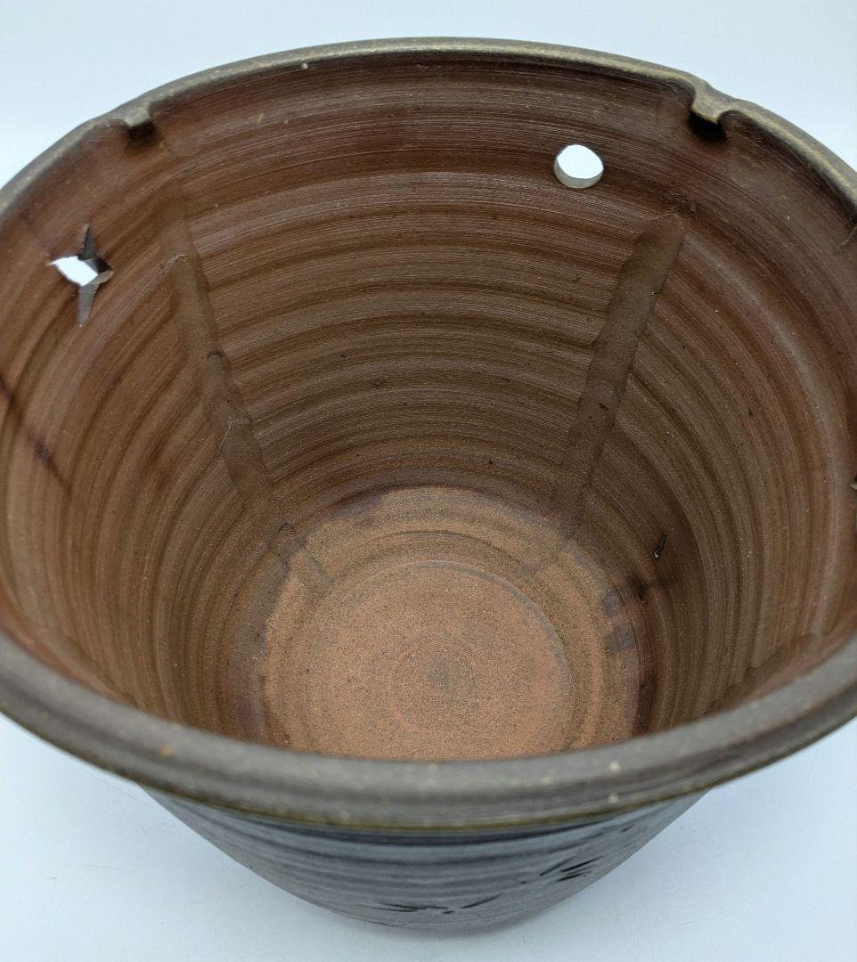 水谷清 備前焼 花器 メダカ鉢 金魚鉢 くず入れ ゴミ箱 水鉢 睡蓮鉢 華道具