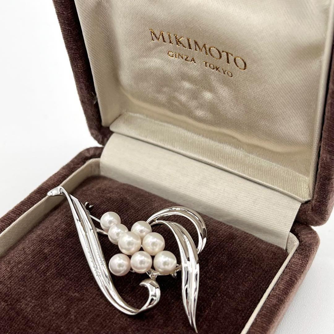 【美品✨】MIKIMOTO ブローチ 8粒 パール 本真珠 フラワー シルバー