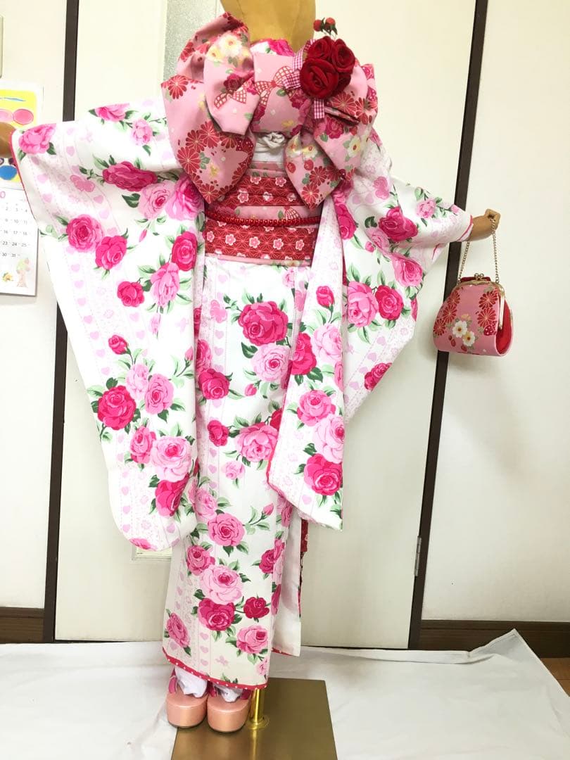 七五三用 花柄着物 ピンク