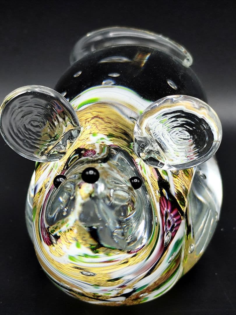 超希少品☆黒木国昭 光琳 金彩象嵌 干支 子 ガラス工芸 ねずみ