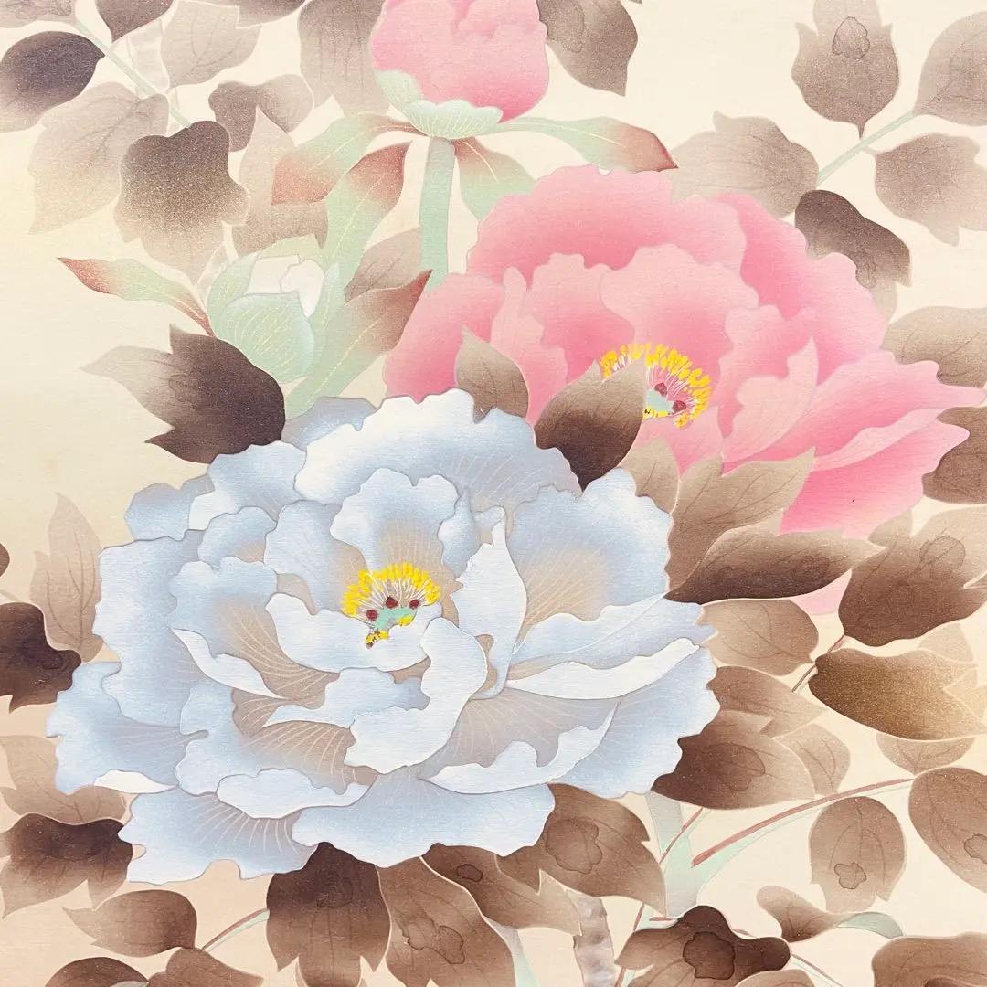 3939 「牡丹」 二重箱 共箱 肉筆 絹本 日本画 掛軸 縁起物 おもてなし