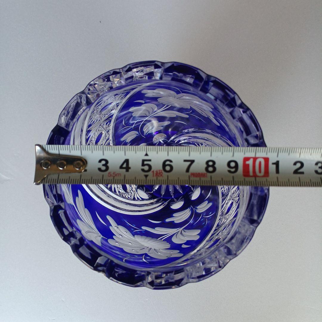 アルンシュタットクリスタル　切子花瓶　ドイツ製　コバルトブルー